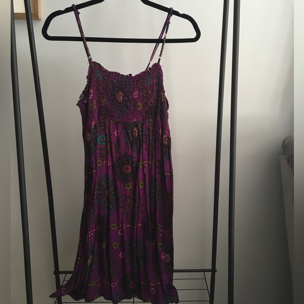 Xhilartion Plum Patterned Dress, XXL